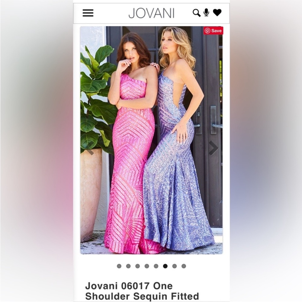 NWT Jovani Purple One-Shoulder Sequin Fitted Gown Geometric Pattern